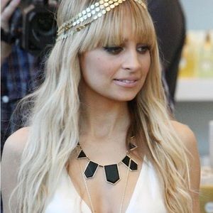 Geometric Necklace Black Gold Tone Jewelry Women